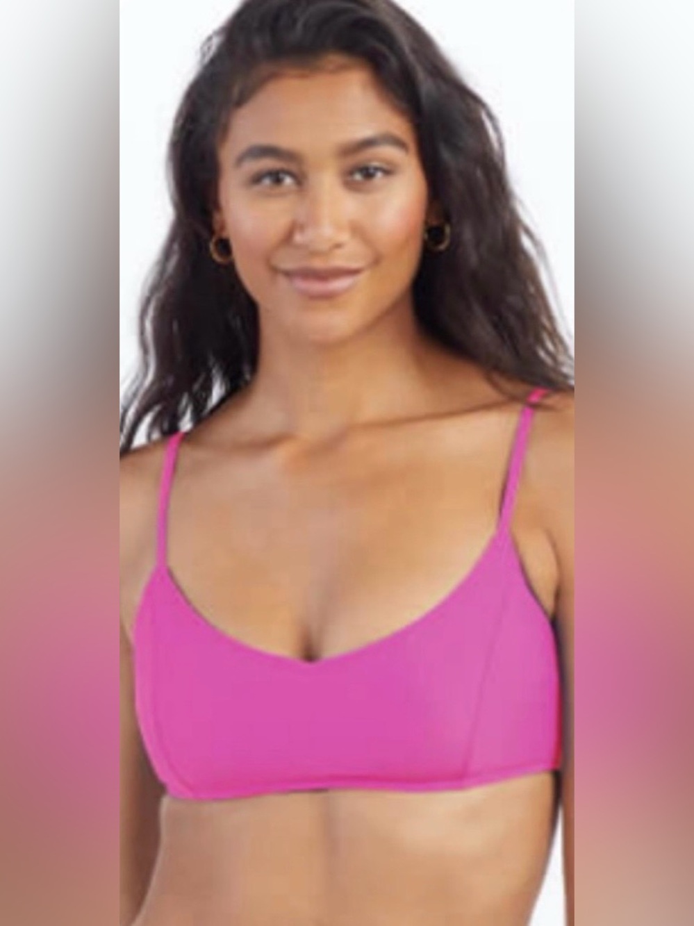 🆕 NWOT Summersalt Wanderlust Bikini Top Bralette V Neck Spaghetti Strap Pink 12